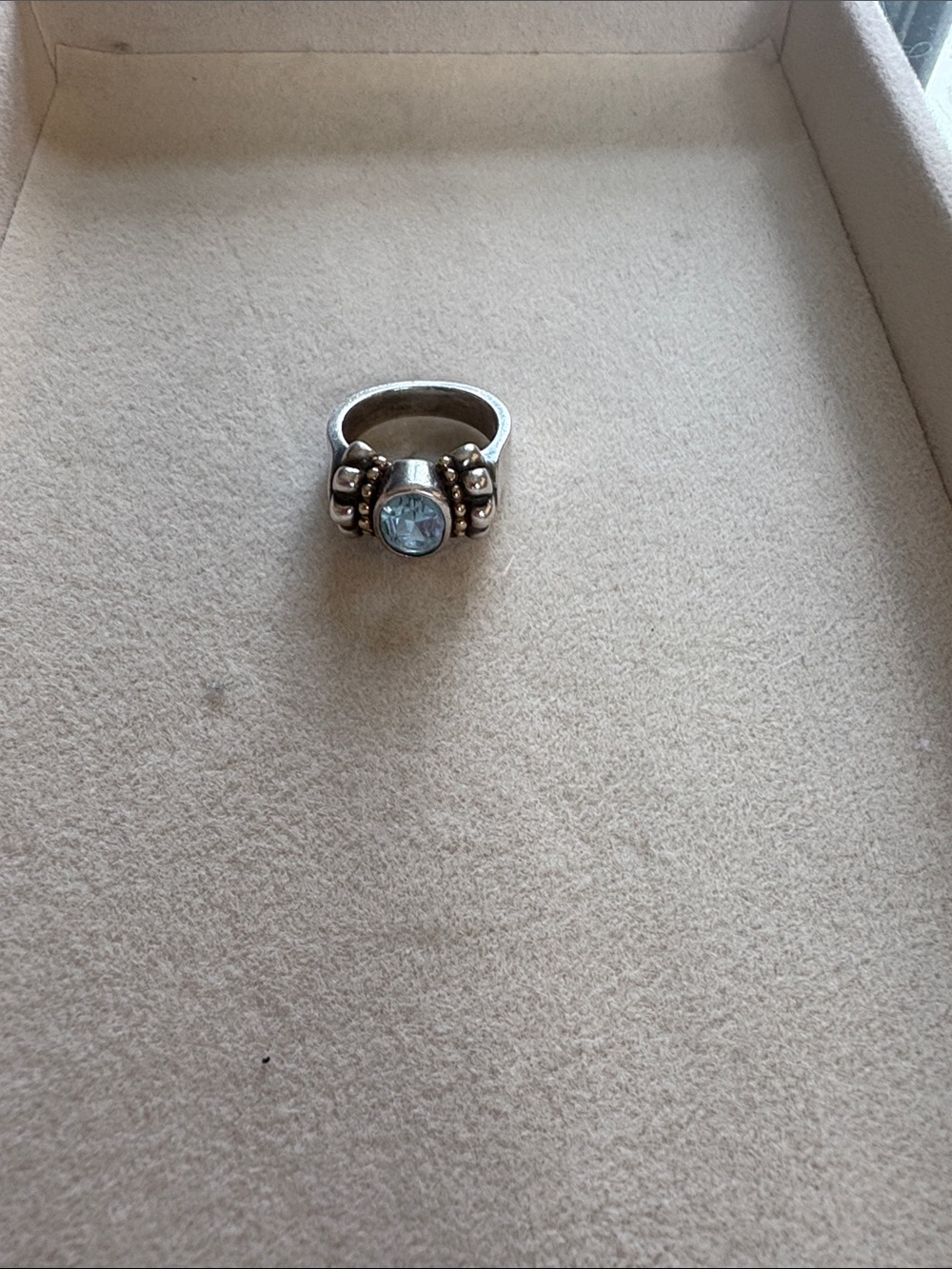 LAGOS Sterling Ring with Light Blue Gem and Bead Accents